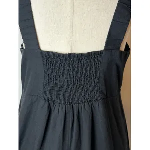 Pact Canopy Linen Blend Tank Dress Women Medium Black Smocked Maxi Lagenlook thumbnail 8
