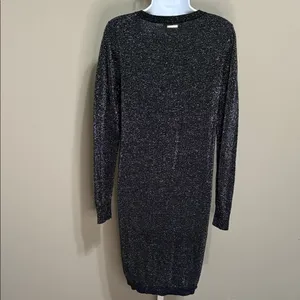 Michael Kors Metallic Sweater Dress S Black‎ Shimmer Dark Academia thumbnail 6