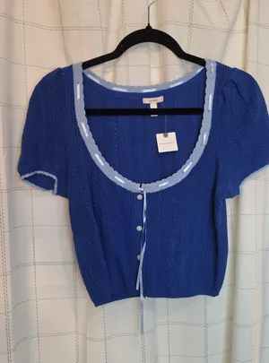 Anthropologie LyreBird Pointelle Short-Sleeve Cardigan Sweater thumbnail 2
