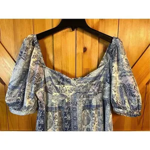 NSR LAYLA PRINTED MIDI DRESS IN BLUE PATCH nwt Size Med (2910) thumbnail 4