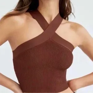 Abercrombie & Fitch Ottoman Ribbed Twist Crop Top Tank Women’s Medium Terracotta thumbnail 1