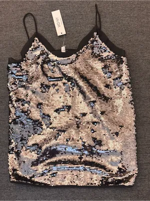 WD.NY Silver Sequin Camisole with Black Trim thumbnail 1