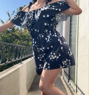 🌸 Coquette Floral Off-Shoulder Romper – Soft Girl Cottagecore Summer XS/S thumbnail 1