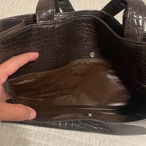 Brown crocodile print purse; no brand thumbnail 7