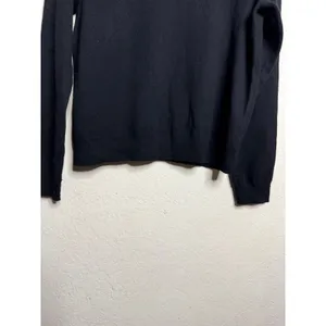 Boden 100% Cashmere Crewneck Sweater Womans L Black Green Trim Ribbed Edges thumbnail 5