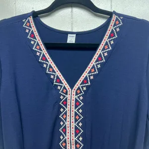 Old Navy Womens Dress Large Embroidered Flutter Sleeve Midi Stretch Boho Western thumbnail 4
