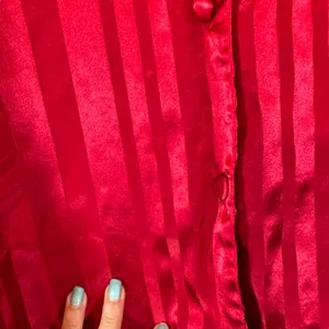 Victoria's Secret Red Striped Button Front Sleepshirt Lounge Pajamas Women Sz M thumbnail 3