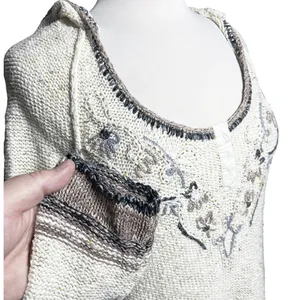 FREE PEOPLE Women’s Y2K Wool Blend Embroidered Hooded Sweater Tunic thumbnail 2