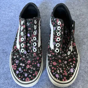 Vans Ward lo sneaker black floral print size 7 women thumbnail 3