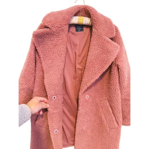 Abercrombie & Fitch Sherpa Teddy Fleece Over Coat XS Mauve Pink Cozy Soft Y2K thumbnail 8