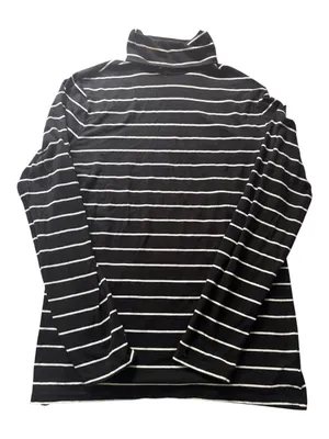Gap Women’ Striped Black & White Long Sleeve Turtleneck Top Sz L thumbnail 2