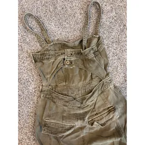Free People Olive Green Utility Cargo Jumpsuit Cutout Back XS thumbnail 8