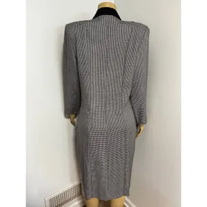 90s Abbey Lane Vintage Houndstooth Double Breasted Blazer Dress Black White 12 thumbnail 5