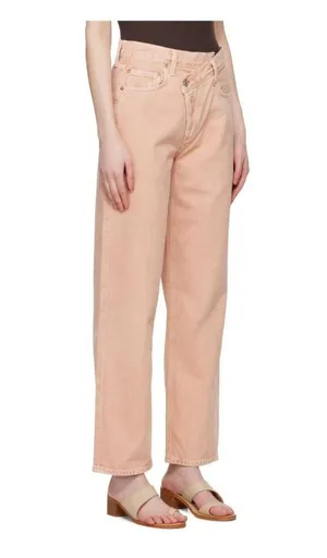 NWOT AGOLDE X FREE PEOPLE Pink Salt Criss-Cross Upsized Jeans thumbnail 3