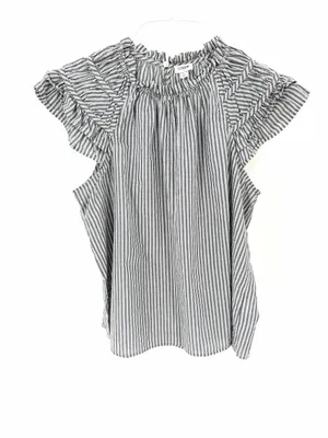 J.CREW Striped Flutter Sleeve Blouse 100% Cotton Blouse Top thumbnail 2