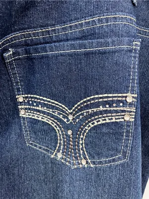 Vintage Cato Woman Blue Denim Jean western skirt studded rhinestone pockets 22w thumbnail 9