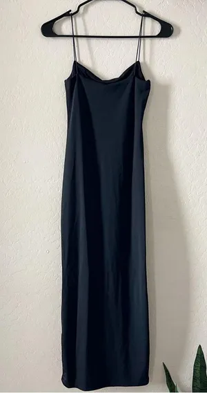 Zara Sleek Black Cowl Neck Maxi Dress thumbnail 6