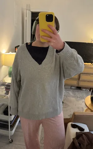 Aerie V neck Sweatshirt Light Gray thumbnail 1