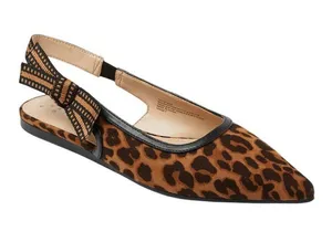 NEW A New Day London Lace Slingback Bow Flats 94303556 Cheetah Brown Multi 7.5M thumbnail 1