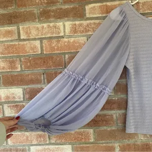 Anthropologie Balloon Sleeve Smocked Top Blouse Women’s Small S Purple thumbnail 5