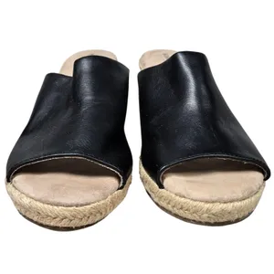 SONOMA Womens Black Espadrille Wedge Mules Sandals Size 9.5 Slip On‎ Peep Toe thumbnail 5