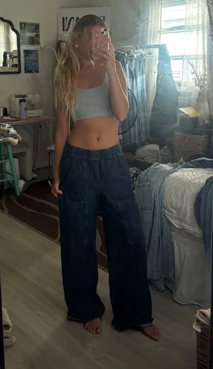 Dark Wash Denim Cargos thumbnail 1