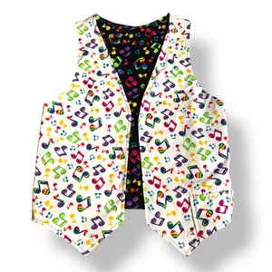 Vintage Handmade Reversible‎ Rainbow Music Note Vest Black White Colorful Notes Size M thumbnail 2