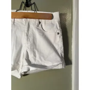 Aeropostale Womens Sz 00 High-Rise Denim Midi Shorts White Stretch Cotton Cuffed thumbnail 6