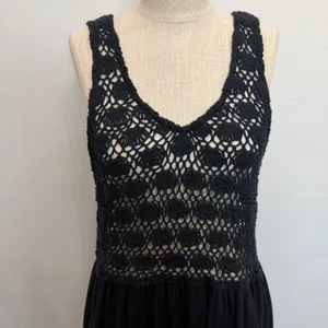 Aerie XL Maxi Dress Black Crochet Bodice Sleeveless Boho Summer Pocketed Resort thumbnail 5