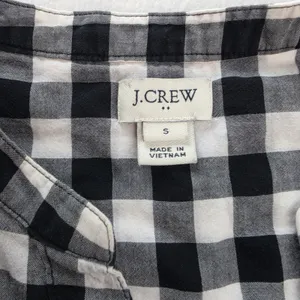 J.Crew Womens Black White‎ Gingham Tie Front Short Sleeve Button Up Shirt Small thumbnail 4