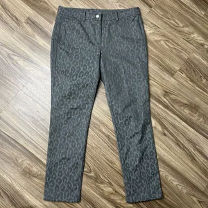Worth New York 6 Pants Grey Leopard Print Stretch Straight Leg Tonal Casual Chic thumbnail 3