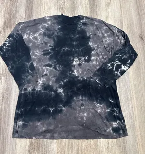 We‎ The Free Free People Black Tie Dye Mock Neck Oversized Long Sleeve Tee Large thumbnail 1