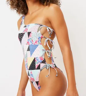 Frankie’s Bikinis Honey One Shoulder Cheeky One Piece Swimsuit size XS thumbnail 1