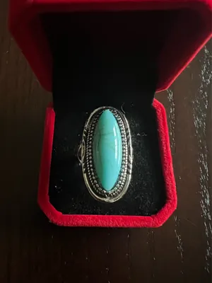 Gorgeous Silver Simulated Turquoise Ring Size 8 NWT thumbnail 2