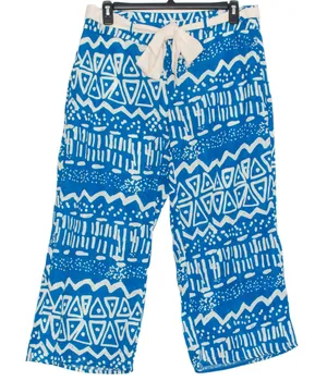 Umgee Pants Wide Leg Crop Boho Tropical Summer Casual Eclectic Blue Size Large thumbnail 1