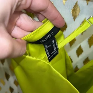 Forever 21 full length gown dress with slit neon green satin silk size XS thumbnail 6