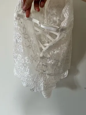 White Floral Lace Halter Bodysuit Small Bridal Lingerie Romantic Coquette thumbnail 5
