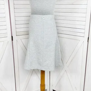 Michael Michael Kors Striped Knit Panel A-line‎ Skirt White Grey 4 thumbnail 2