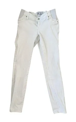 GAP Maternity White Denim Pregnancy Stretch Panel Skinny Jeans Size 28 / US 6 thumbnail 1