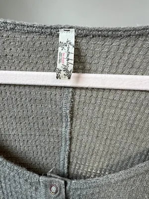 Free People Green Gray Waffle Tee thumbnail 4