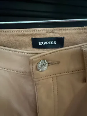Express Faux Leather Skinny Pants in Camel Tan thumbnail 2