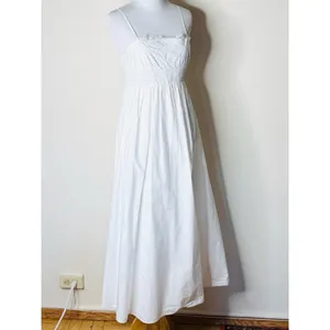 Zara White Cotton Smocked Camisole Maxi Dress thumbnail 3