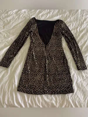 NWOT Windsor black and Gold Sequin mini dress thumbnail 6
