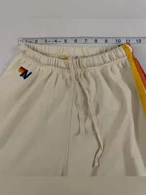 Aviator Nation 5 Stripe Vintage Cream Rainbow-Stripe Zip Hoodie & Jogger Set XS thumbnail 12