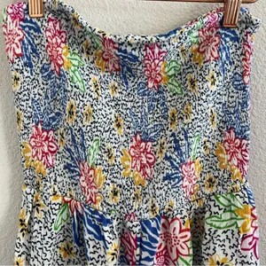 Urban Outfitters Strapless Romper Playsuit Smocked Upper Colorful Medium thumbnail 2