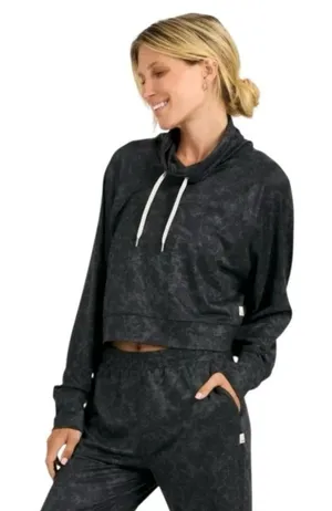 Vuori Halo Crop Funnel Neck Top in Charcoal Tortoise thumbnail 1