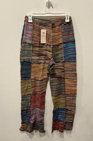 Kathmandu Imports Colorful Striped Patchwork Flare Pants thumbnail 1