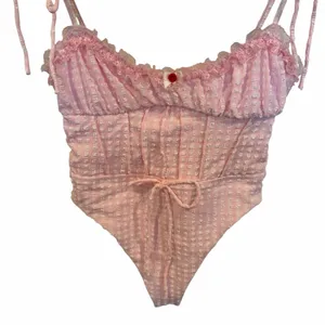 For Love & Lemons Haiden One Piece Swimsuit Rose Tyrie Pink Gingham S NWT thumbnail 4