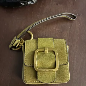 Tory Burch Sawyer mini bag key fob in suede with an oversized buckle and wristle thumbnail 4