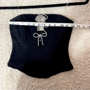 Windsor Black Strapless Crop Top with Silver Bows thumbnail 3